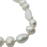 Collier doré perles de culture de différentes tailles avec noeuds blancs 50 cm