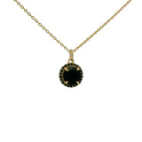 Gold necklace with round stone and zircon pendant