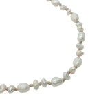Collier doré petites perles de culture et fil beige 60 cm
