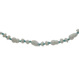 Collier doré petites perles de culture et fil turquoise 60 cm