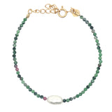 Fine stone and cultured pearl bracelet