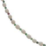 Collier doré perles de culture et rubis zoisite 42 cm