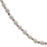 Collier doré perles de culture et tourmaline rose 42 cm