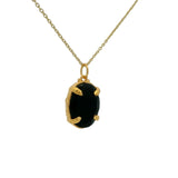 Gold necklace and oval stone set with 4 claws