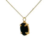 Gold necklace and oval stone set with 4 claws