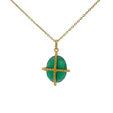 Gold necklace stone cage balls