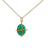 Gold necklace stone cage balls