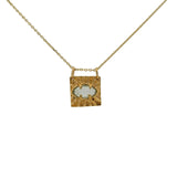 Collier doré plaque carrée oeil préhnite