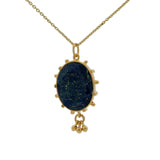 Collier doré lapis ovale et pampilles