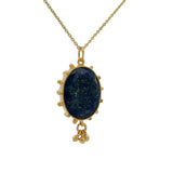 Collier doré lapis ovale et pampilles