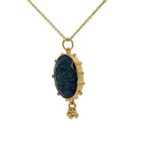 Collier doré lapis ovale et pampilles