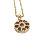 Collier doré fleur tourmaline 42 cm
