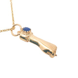 Golden necklace with Figa and stone pendant