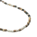 Collier doré perles Miyuki marron et blanc 38 cm