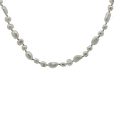 Collier doré perles de culture de différentes tailles avec noeuds turquoise 50 cm