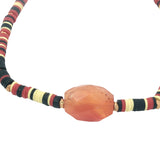 Bracelet doré disques vinyles colorés et onyx rouge