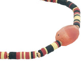 Bracelet doré disques vinyles colorés et onyx rouge