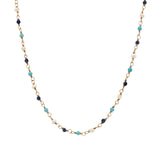 Santa Maria Gold Necklace in Lapis Lazuli, Turquoise and Cultured Pearl