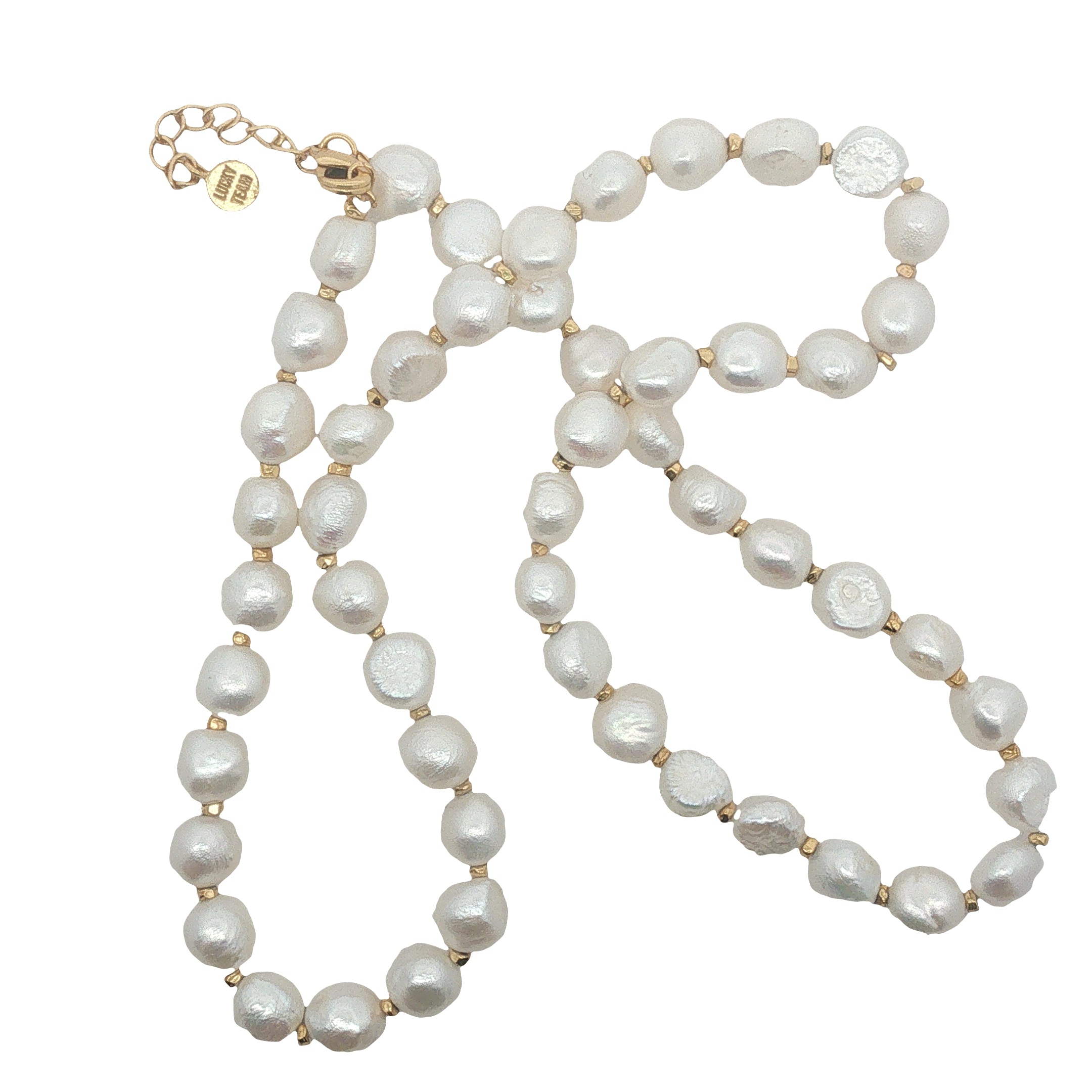 Collier doré perles de culture et petites perles dorées 50 cm