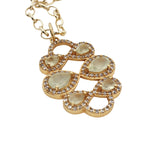 Collier doré infinis prehnite zircons blancs 50 cm