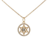 Collier doré étoile de David labradorite et zircons 42 cm