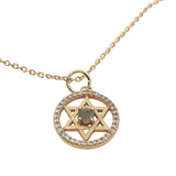 Collier doré étoile de David labradorite et zircons 42 cm