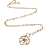 Collier doré étoile de David labradorite et zircons 42 cm