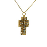 Collier doré croix duo labradorite et pierre de lune