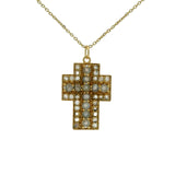 Collier doré croix duo labradorite et pierre de lune