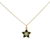 Collier doré étoile en onyx verte et prehnite