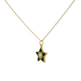 Collier doré étoile en onyx verte et prehnite