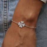 925 silver bracelet with clover and zircons