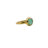Bague doré trèfle en onyx verte