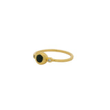 Thin ring with round stone and zircons