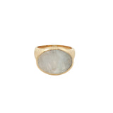 Bague chevalière dorée massive pierre de lune ovale