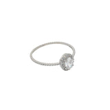 Bague solitaire argent 925 orné de zircons blancs