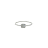 Bague solitaire argent 925 petit carré pavé de zircons