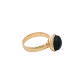 Bague dorée labradorite ronde en cabochon