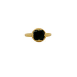 Bague doré trèfle en onyx noire
