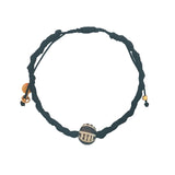 Navy blue braided bracelet and African pearl