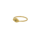 Small textured eye and stone gold ring