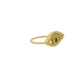 Gold ring with textured eye and stone