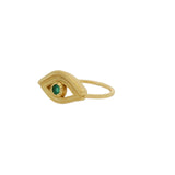 Gold ring with textured eye and stone
