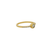Bague dorée pierre de lune ronde et zircons blancs