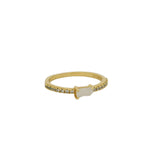Bague dorée fine pierre carrée et zircons