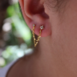 Ear jewelry with chains and zircons