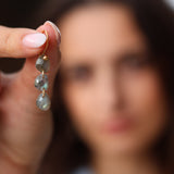 Boucles 3 pierres labradorite