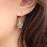 Golden prehnite and pink zircon earrings