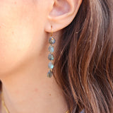 Golden earrings with 5 labradorite stones