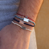 925 silver Wish plate cord bracelet